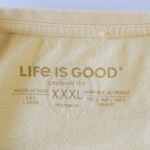 Life Is Good Graphic Tee Shirt Women's Size XXXL Cotton Short Sleeve Yellow Top - Picture 10 of 11